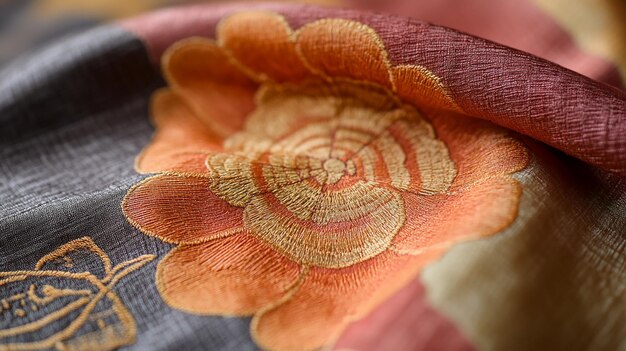 haftowane motywy na tkaninie